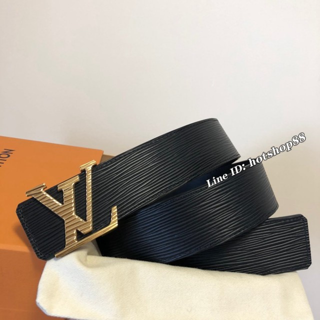 LV新款男士皮帶 路易威登水波紋腰帶  jjp2586
